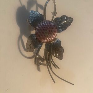 Bold Vintage Silver-Tone Pink Floral Brooch~maximalist Accessories For The Win!